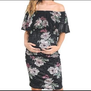 Hello Miz Navy Velvet Floral Dress